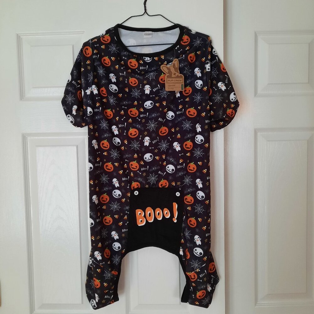 Pup Crew Apparel For Dogs Halloween Boo Print Pajama XXX-Large
